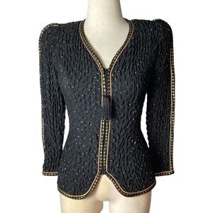 Vintage Jeanne Marc Quilted Jacket Polka Dot Zip Front Women’s 2P